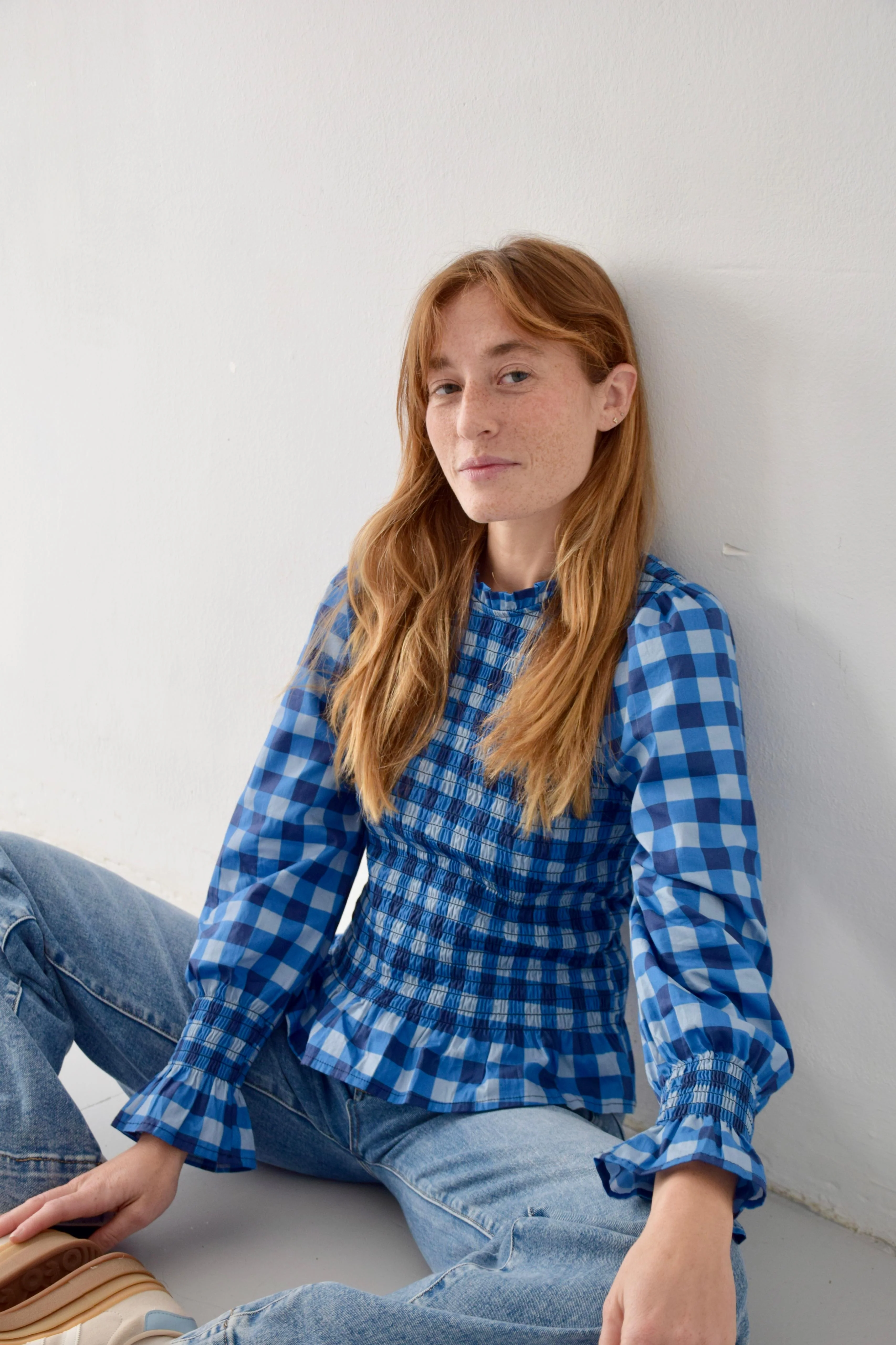 Blusa Chía Cuadros Azul Marino - Image 3