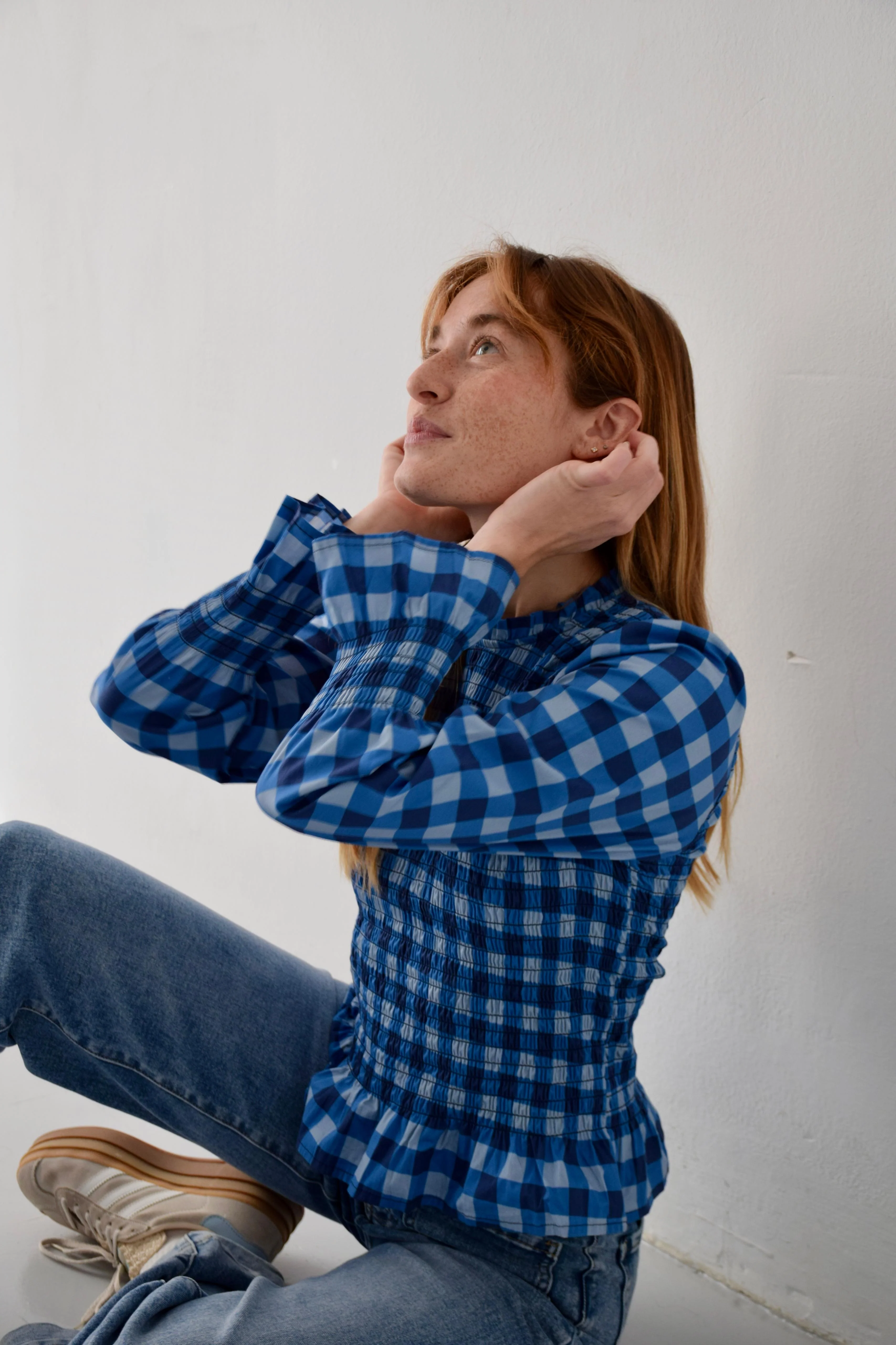 Blusa Chía Cuadros Azul Marino - Image 7