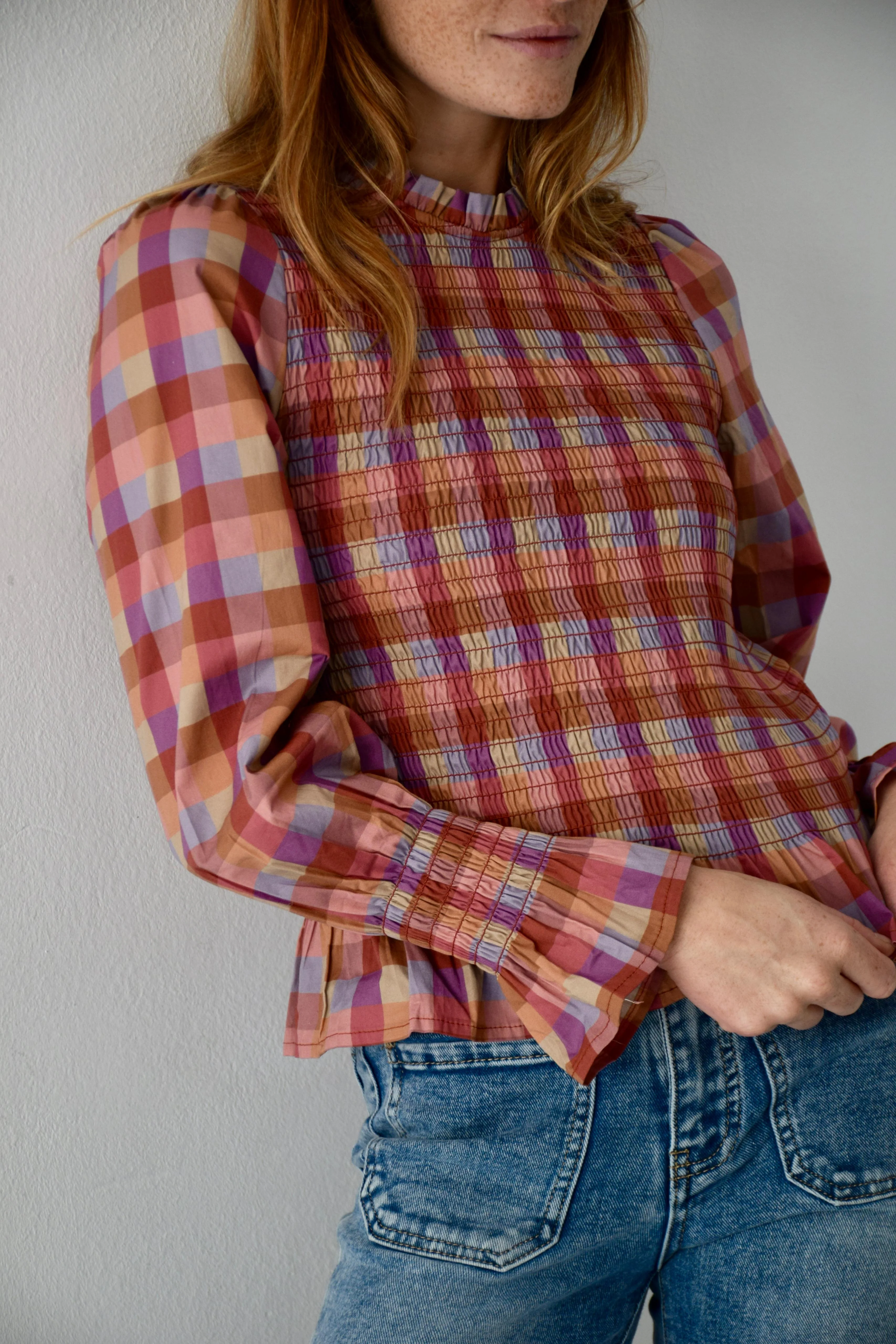 Blusa Chía Cuadros Magenta - Image 3