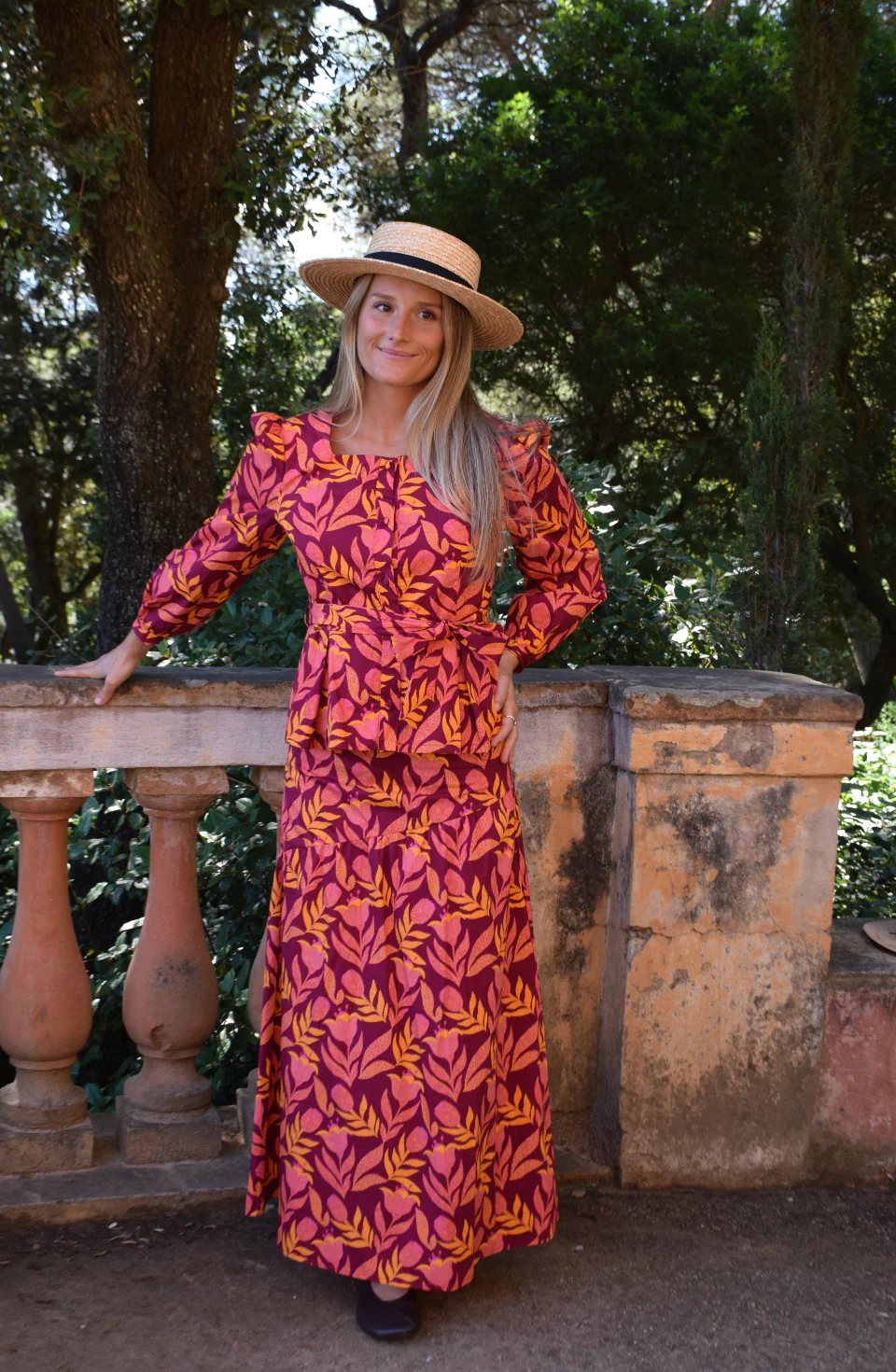 Falda Beth Flores Burgundy - Image 6