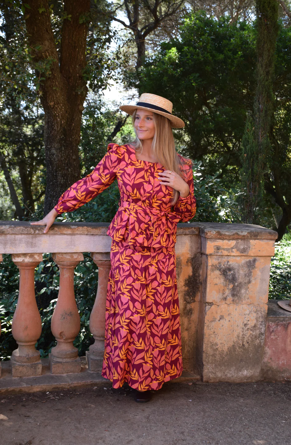 Falda Beth Flores Burgundy - Image 7