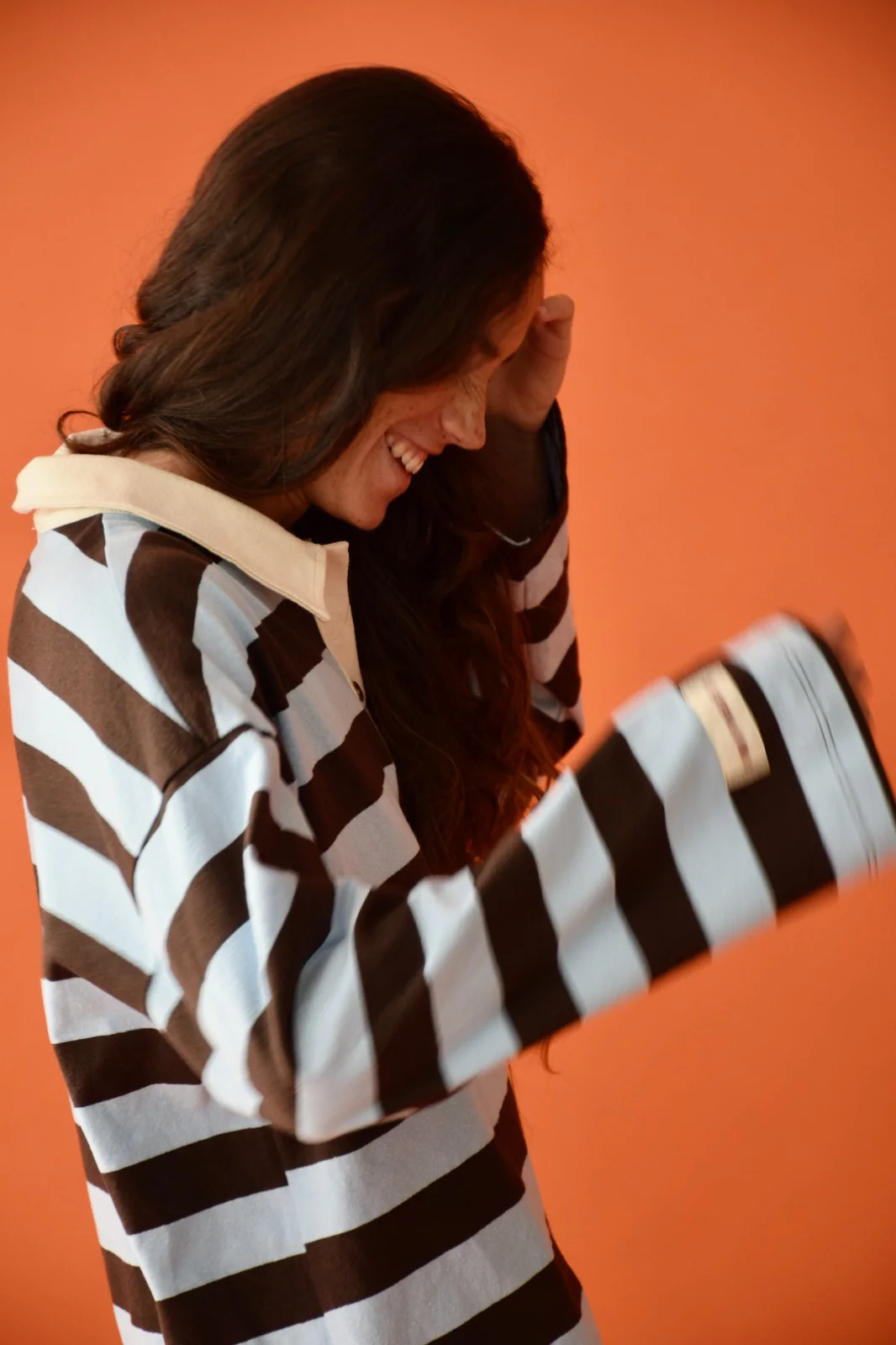 Polera Filipa Marrón y Celeste - Image 6