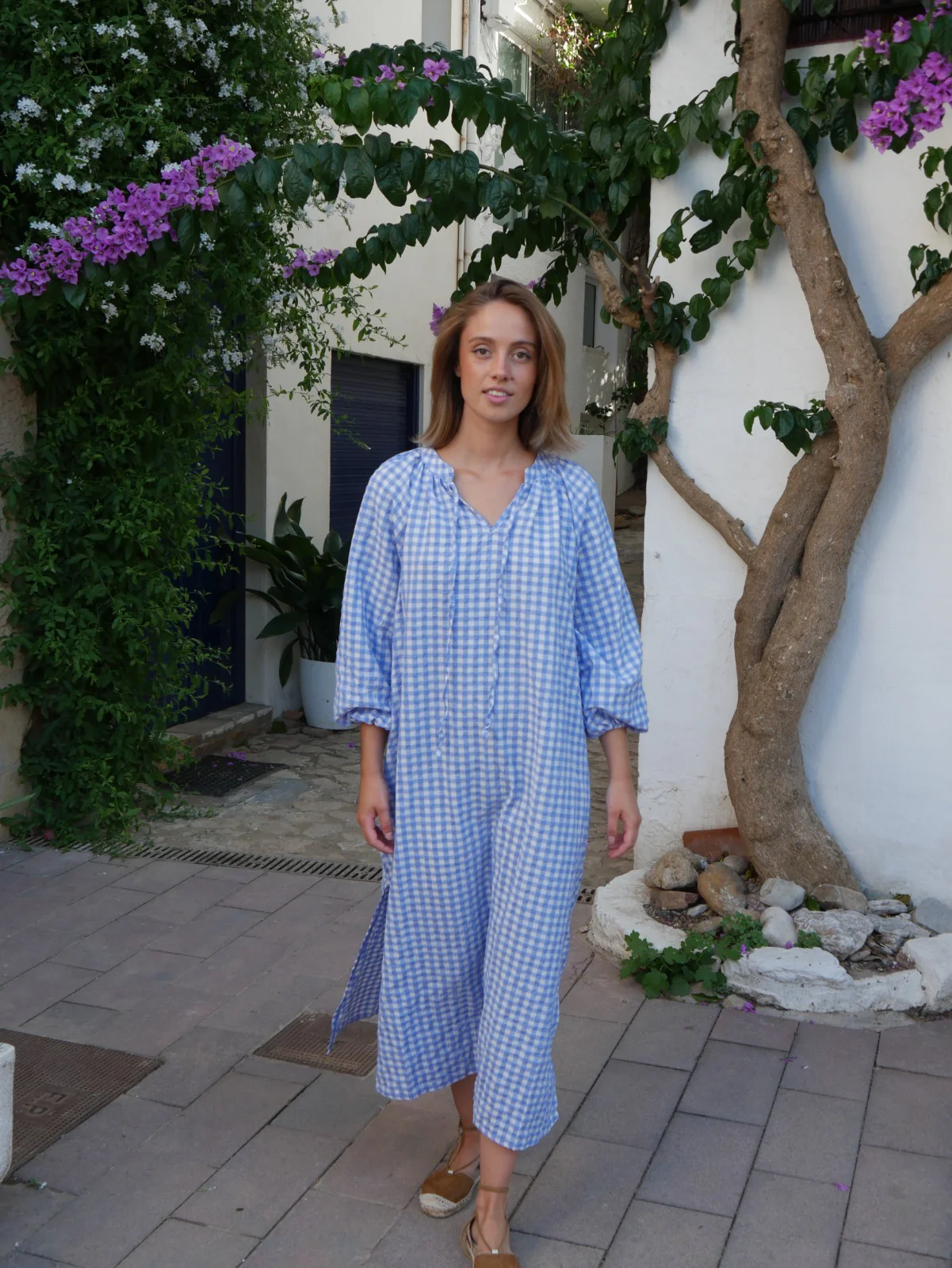 Vestido Matilde Vichy  Celeste - Image 3