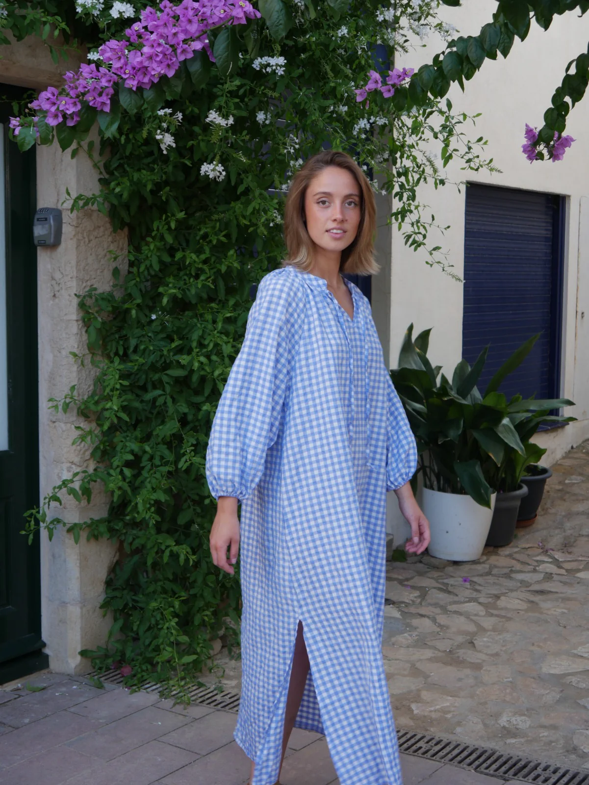 Vestido Matilde Vichy  Celeste - Image 4