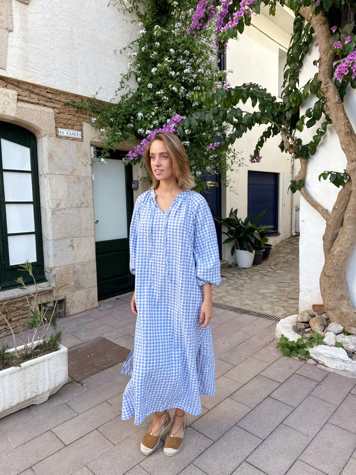 Vestido Matilde Vichy  Celeste - Image 5