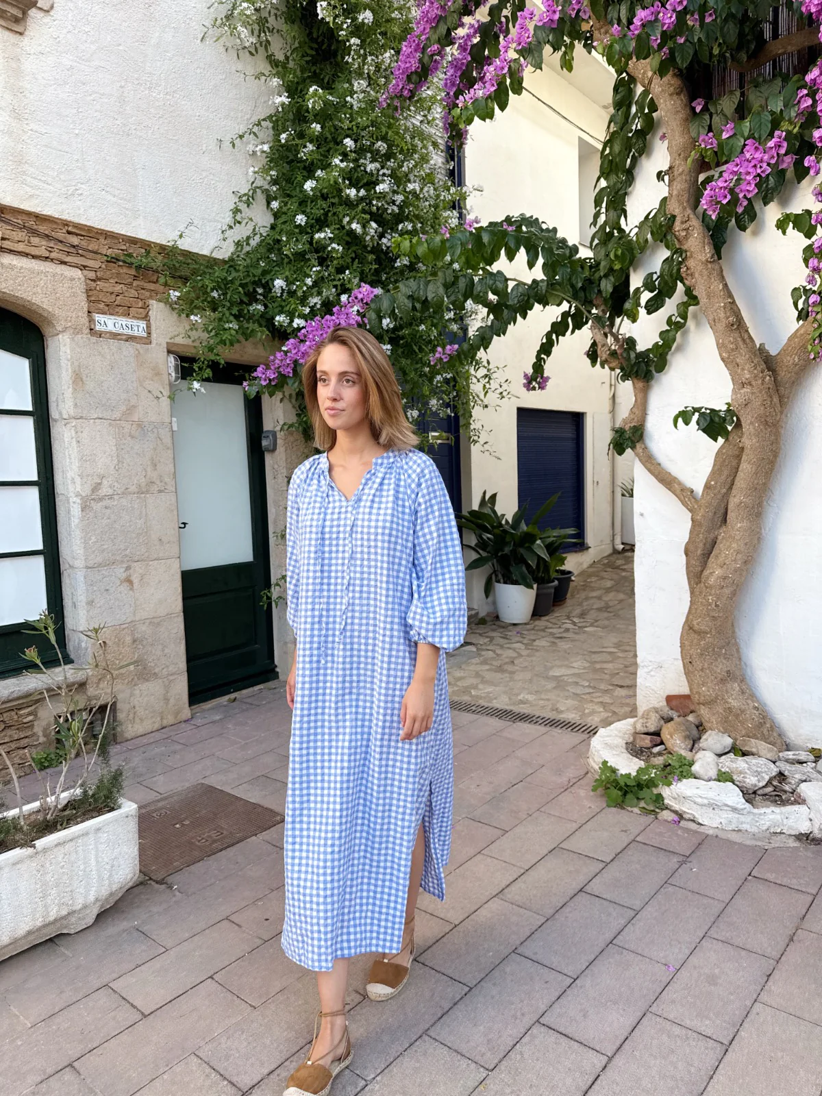 Vestido Matilde Vichy  Celeste - Image 7